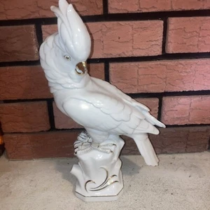 Seltene Vintage PM&M deutsche Porzellan Kakadu Vogel Figur 11 3/4” x 7” Markierung - Bild 1 von 11