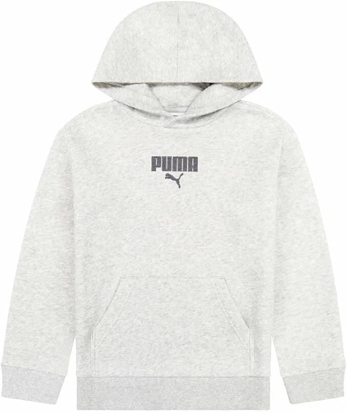 Puma Youth Fleece Pullover Hoodie Sweatshirt Grey Size M 10/12