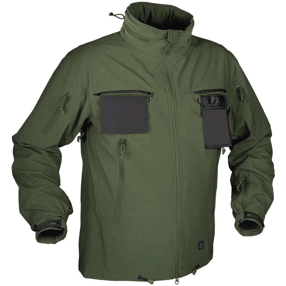 HELIKON COUGAR SOFT SHELL TACTIQUE ARMÉE COUPE-VENT POLICE HOMMES VESTE OLIVE - Photo 1/1