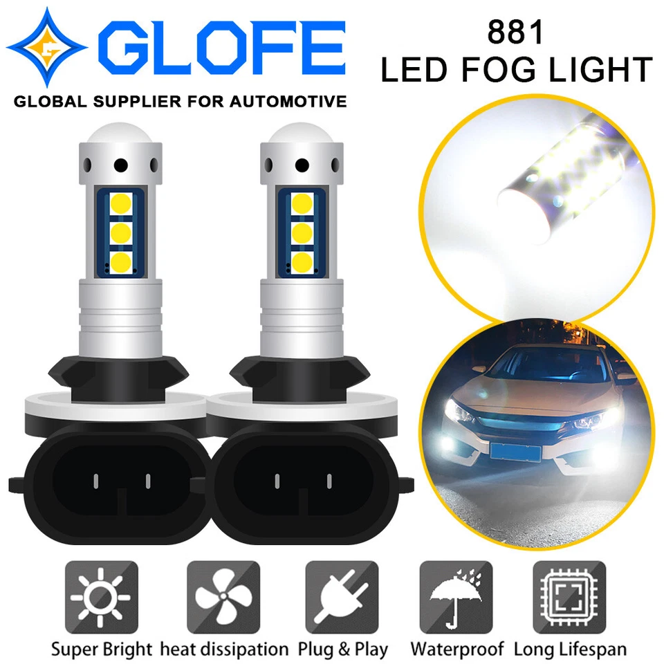 2X GLOFE 15SMD LED Fog Light Driving Bulb 881 862 886 889 894 896 Xenon White - Image 1 of 4