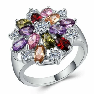 Gorgeous Ladies Sparkling Gemstone Starburst Ring - Multicolored - Size 9 - Picture 1 of 1