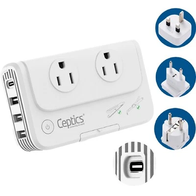 Ceptics European Travel Voltage Converter Step Down World Power Plug - Image 1 of 4