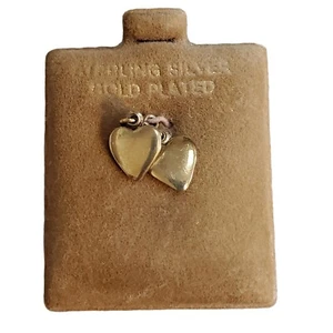Neu vergoldet Sterlingsilber Zwillingsherzen Charm Liebe Romantik Valentinstag Geschenk - Bild 1 von 2