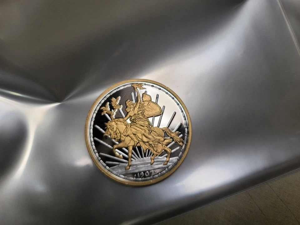 1907 .999 Silver 1oz 50 Centavos Caballito Proof Madalla 300 Minted  2023 - Image 1 of 4