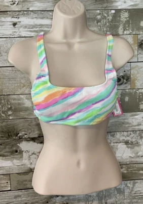 Xhiliration Womens Juniors Multicolor Striped Bathing Suit Top Bikini Top Size M - Image 1 of 3