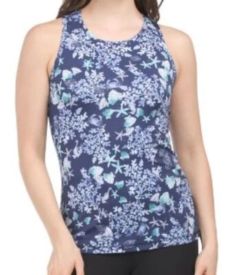 NWT Ladies SOFIBELLA Navy Aqua Periwinkle Sea Life Tennis Tank Top Shirt M L XL - Image 1 of 2