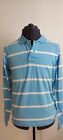 Eleventy Mens Casual Long Sleeve Cotton Polo Shirt Blue Striped Size L