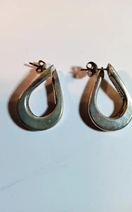 Vintage Marked Mexico 925 Silver Oval Earrings Solid 1" - Picture 1 of 5