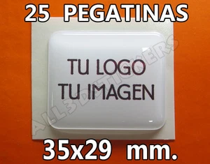 25 x Pegatinas Gota de Resina 35x29 mm. con tu Logo / Imagen. Adhesivos Relieve - Imagen 1 de 1