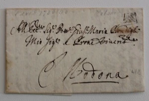 1730 lettera INTERNAZIONALE PAVIA-MODENA+timbro NERO PEDONE di MILANO-683 - Imagen 1 de 1