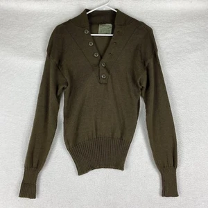 Vtg Jack Young Associates Sweater Size M 80's Wool US Army Military Drab *HOLE* - Picture 1 of 11