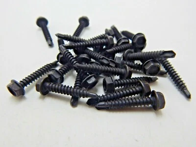 8 X 1"  BLACK  1/4"  HEX  WASHER  HEAD  TEKS  SCREWS Foto 1 de 4
