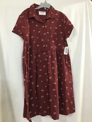 NWT Old Navy Floral Dress Girl Maroon Large With pockets - Image 1 of 4