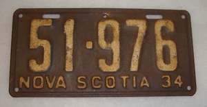 1934 - Antique - Nova Scotia License Plate, Auto Tag - Picture 1 of 1