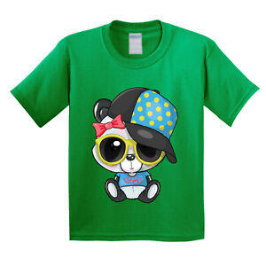 Cute Panda Cartoon T Shirt Short Sleeve Boys & Girls Funny Gift Ladies Top Tee