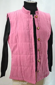 Peck & Peck Weekend micro Suede thin quilted pink Jacket Vest top button up 8 M - Picture 1 of 4