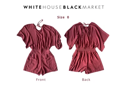 WHBM Mameluco XS Talla 0 Flutter Kimono Manga Corbata Atrás Elegante Femenino Vacaciones Boho Foto 1 de 4