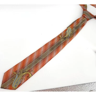 Corbata a Rayas Bruno Conte de Don Jonathan Naranja Cachemira 60+" Rock Moderno Foto 1 de 4