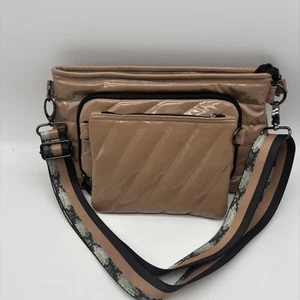 EUC Think Royln Bank Street XL Nude Quilted Patent Crossbody Bag Purse Wallet - Picture 1 of 14