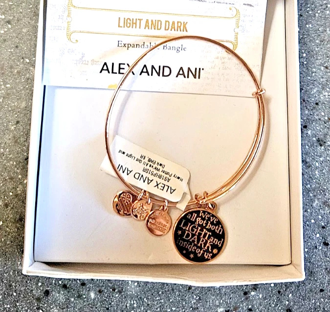 S Alex and Ani Harry Potter Light & Dark Bangle Bracelet Rose Gold Tone