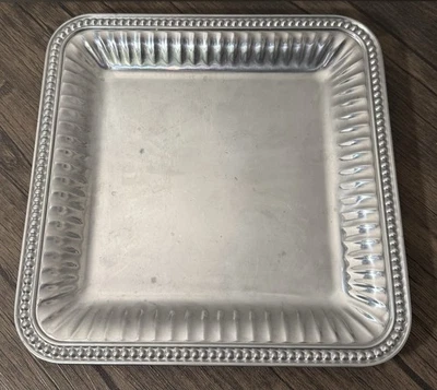 Wilton Armetale Flutes And Pearls 12 Inch Square Serving Tray Preowned - Image 1 of 4