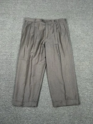 Zanella Dress Pants Men’s 38x26 Brown Austin Cashmere Wool Cuffed Pleated Office - Image 1 of 4