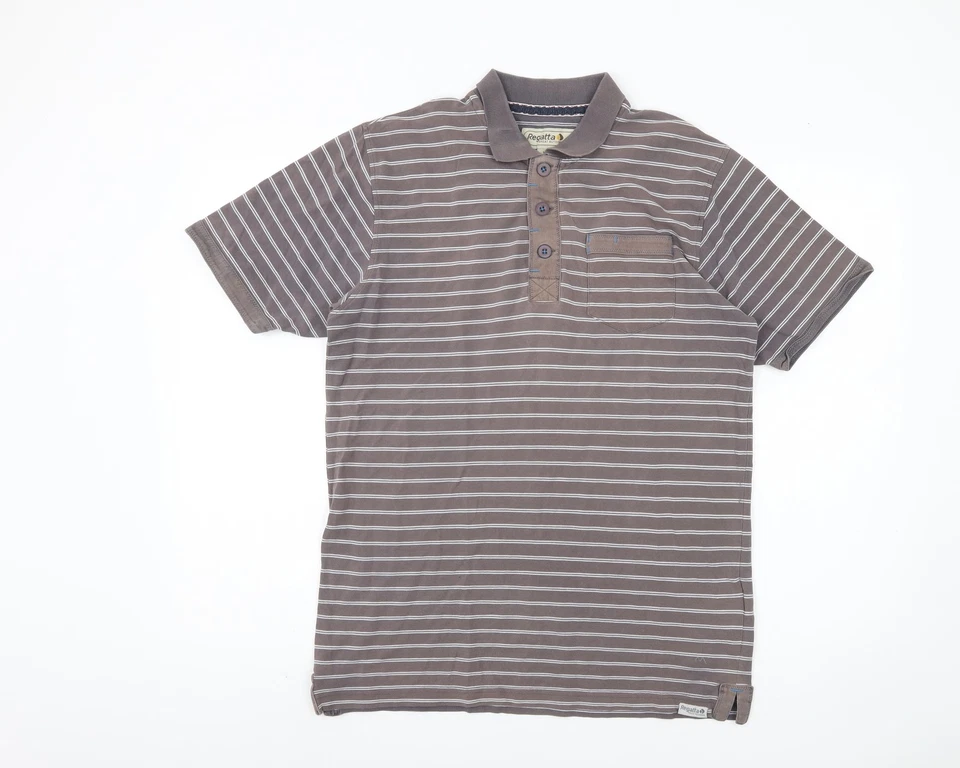 Regatta Men's Brown Striped Polo, Size M, Casual Style - Image 1 of 4