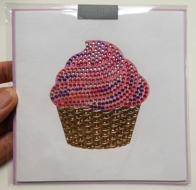 1 Tarjeta de Papiro Alta Calidad Judith Leiber Joya Rosa Cupcake Cumpleaños Foto 1 de 4