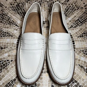 Sperry Top-Sider Women's Seaport White Leather Loafer Size 11 - Picture 1 of 12