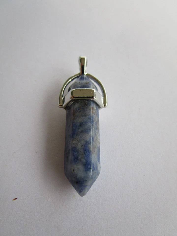 SODALITH ANHÄNGER ODER PENDEL 3,8 CM LANG MIT SILBERFARBENER FASSUNG - Bild 1 von 1