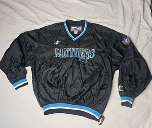Vintage Pro Line Carolina Panthers Jacket Mens Large Black Windbreaker Pullover  - Picture 1 of 6