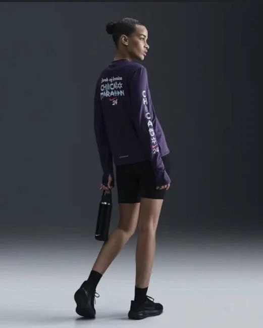 Nike 2024 Chicago Marathon Long Sleeve Dri Fit FV6326-521 Purple Women's M