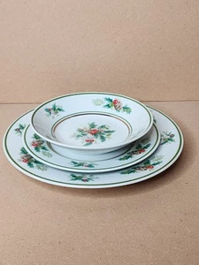 Noritake Japan 2228 Holly 1 Place Setting 3 Piece Set Dinner, Salad, And Bowl - Picture 1 of 14