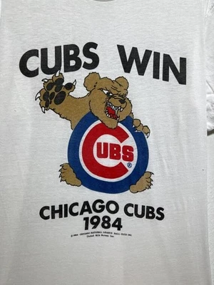 Винтажная бейсбольная футболка 1984 Chicago Cubs Cubs логотип Win Bear MLB AN58542 - Изображение 1 из 2