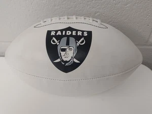 Oakland Las Vegas Raiders Wilson Full Sized Football White Silver Black Vintage - Picture 1 of 7
