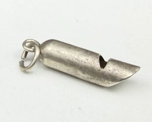 Vintage Sterling Silver Antique Art Deco Working Whistle Mini 3D Charm Pendant - Picture 1 of 9