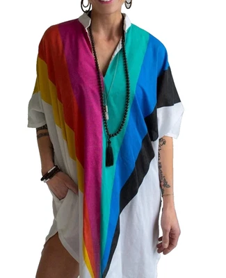 Graham Dotti 的 Crackers 复古五颜六色的彩虹游泳封面加大尺寸 3X — 第 1/3 张图片