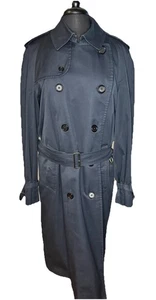 Vintage Burberrys London Trench Coat Navy Wool Plaid Liner 52 Long Made England - Picture 1 of 9