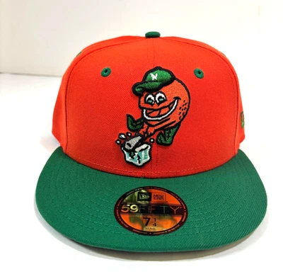 Sombrero Norfolk Tides MILB NE Exprimidores Tema Noche AJUSTADO ~ Naranja/Verde Foto 1 de 4