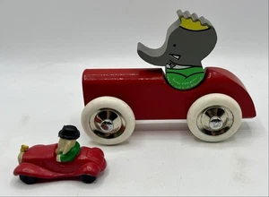 Le ROI BABAR en voiture - Jouet en bois VILAC 16 cm - 1989 - TBE - Imagen 1 de 6