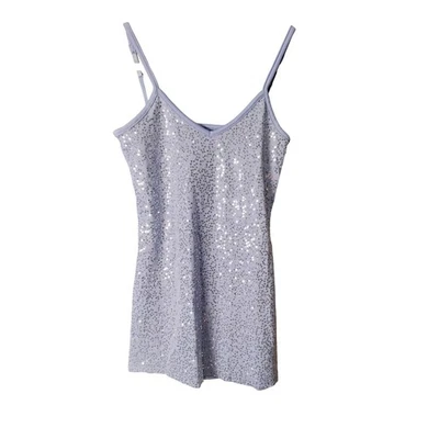 Camiseta sin mangas Y2K Vanity Essentials púrpura lentejuelas cami fiesta ropa de club nocturno talla M Foto 1 de 3