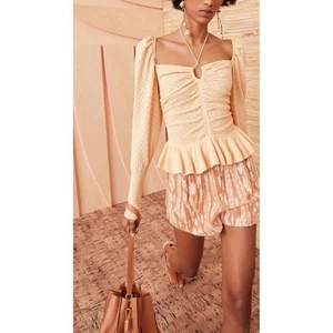 NEU Ulla Johnson Leland Pointelle Neckholder Rüschen Schößchen Top Gr. M - Bild 1 von 10