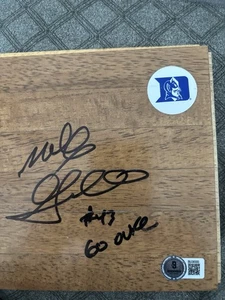 Mike Gminski SIGNED Duke Blue Devils LOGO FLOOR BECKETT BAS AUTHENTIC - Picture 1 of 2