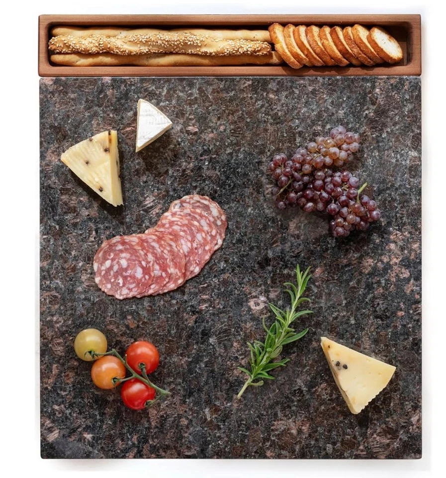 Tablero de queso/charcutería Stonelite Furniture 16" x 14" con bandeja marrón tostado (1319) Foto 1 de 4