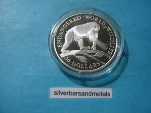 CHIMPANZEE MONKEY WILDLIFE 1990 COOK ISLAND $50 SILVER COIN RARE NICE 2CK0 - Picture 1 of 2