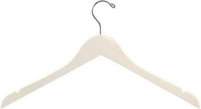 Perchas estándar de madera 50 marfil madera camisa de vestir top ropa ropa 17" Foto 1 de 2