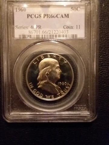 1960 PCGS PR66CAM FRANKLIN HALF *STRONG 2-SIDED SPOTLESS CAMEO PROOF NEAR DCAM* Cover