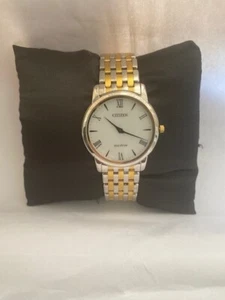 Citizen Eco Drive Mens Stilleto Sapphire Gold Plated Bracelet Watch G820-S074959 - Picture 1 of 12