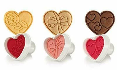 TESCOMA SET 3 STAMPO FORMA TIMBRO TAGLIABISCOTTI CUORE DELICIA 82022 - Immagine 1 di 3