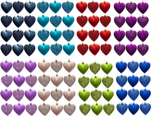 Christmas Tree Heart Baubles Hanging Decorations (Set of 12) Glitter & Matt - Picture 1 of 46